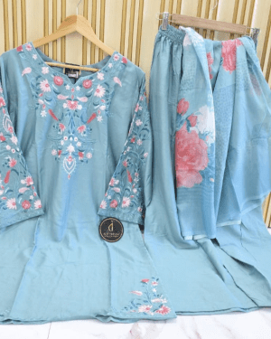 floral elegance – premium embroidered suit set